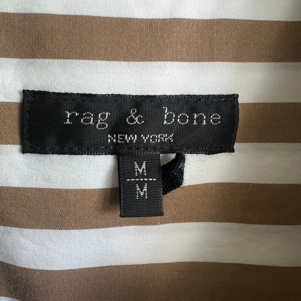 Rag & Bone Maxine Womens Medium Brown White Striped Cotton Button Down Shirt - Picture 4 of 7